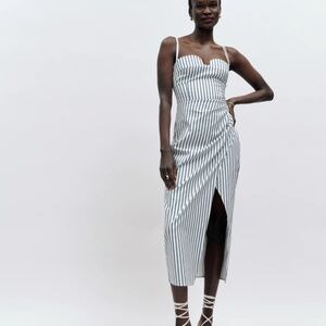 Black Friday Sale Until 12/2 REFORMATION Striped Midi Bustier Dress Size 8